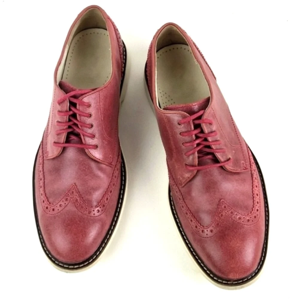 Cole Haan Franklin Nike Air Cushioned Red Leather Lace-up Wingtip Oxford Shoe